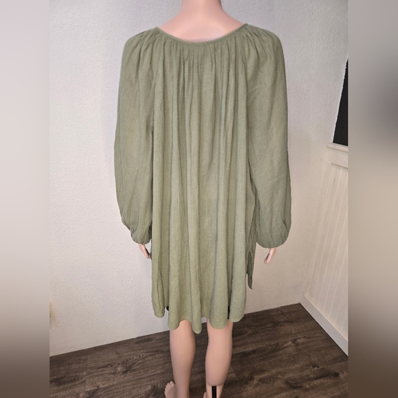 Aerie Oversized Button Down Balloon Sleeve Blouse Green Size S Boho Beach Hippie - Picture 4 of 9